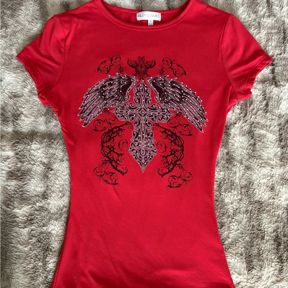 y2k cross red top
